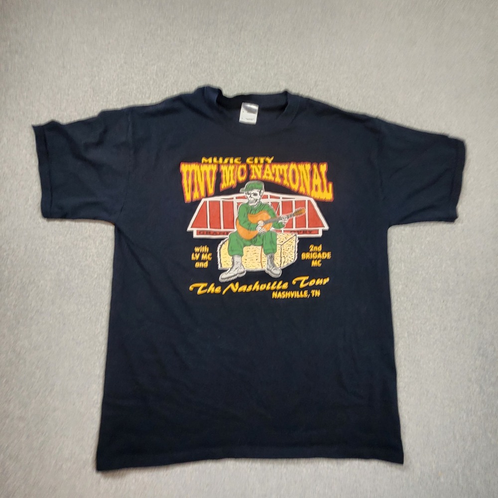 Gildan VNV MC National Nashville Tour T-Shirt Mens Large Black Skeleton Opry